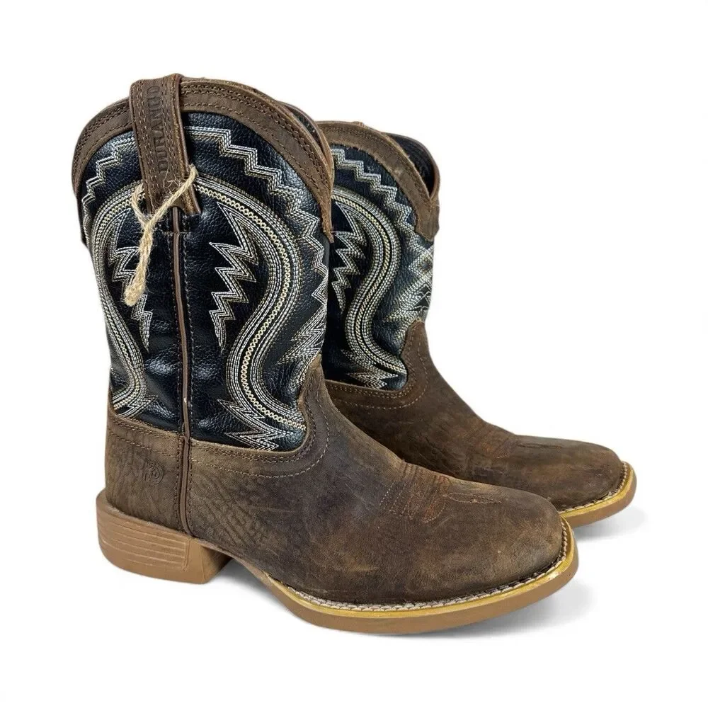 Kids Brown and Black Western Cowboy Boots